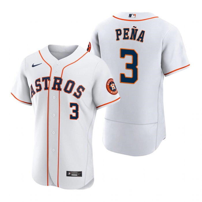 Men's White Houston Astros #3 Jeremy Peña Flex Base Stitched Jersey